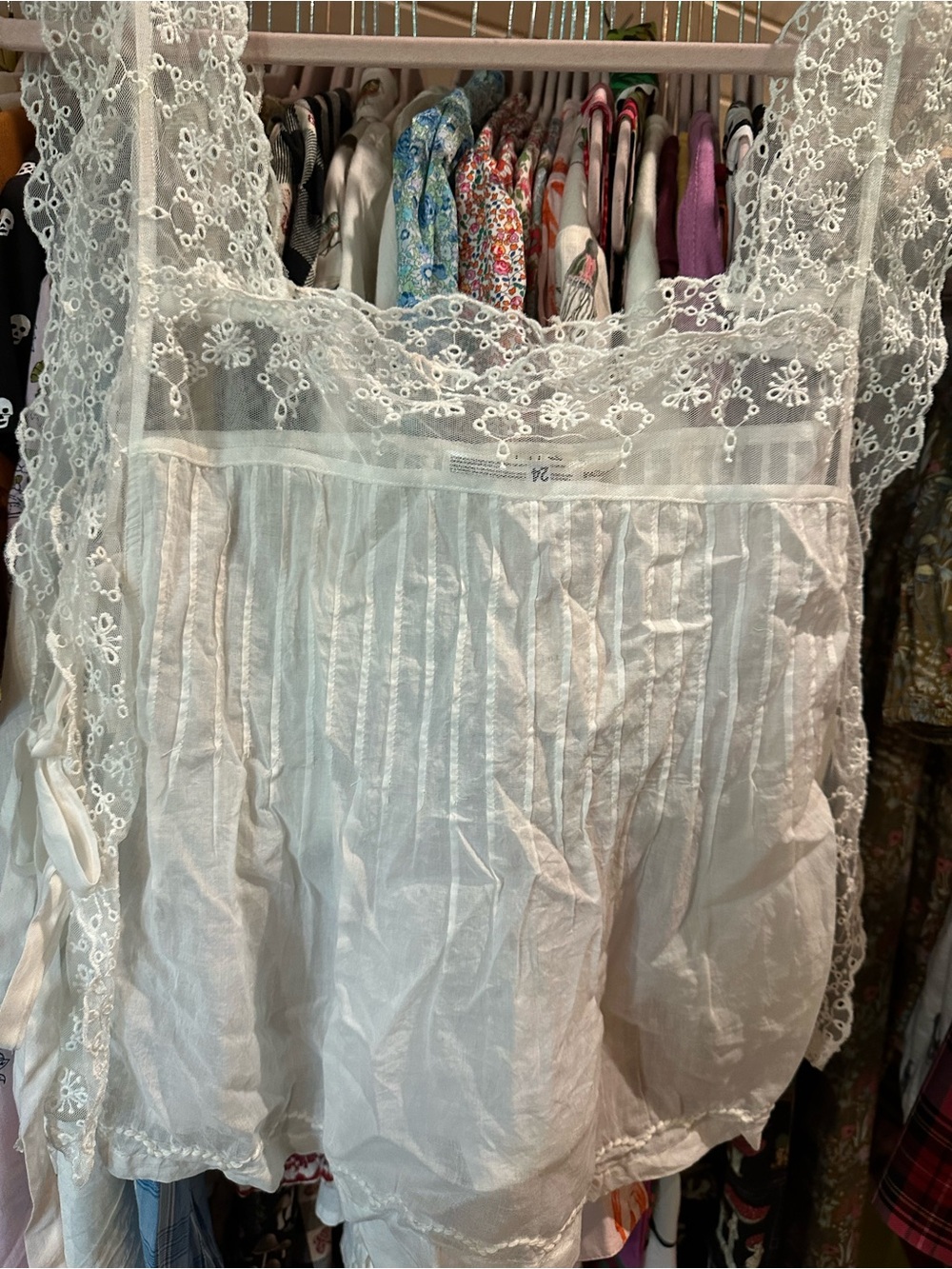 FREE PEOPLE Intimately Free “Hey Lover” Cami Cotton Voile Camisole Pin-Tucks XL